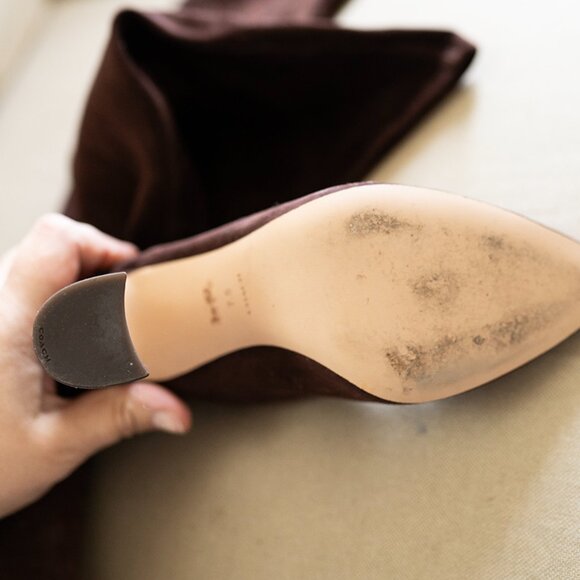 Coach Women's Pointed Toe Pull-On Knee High Boots - CECE - Brown Suede Size 7.5 - Picture 5 of 7